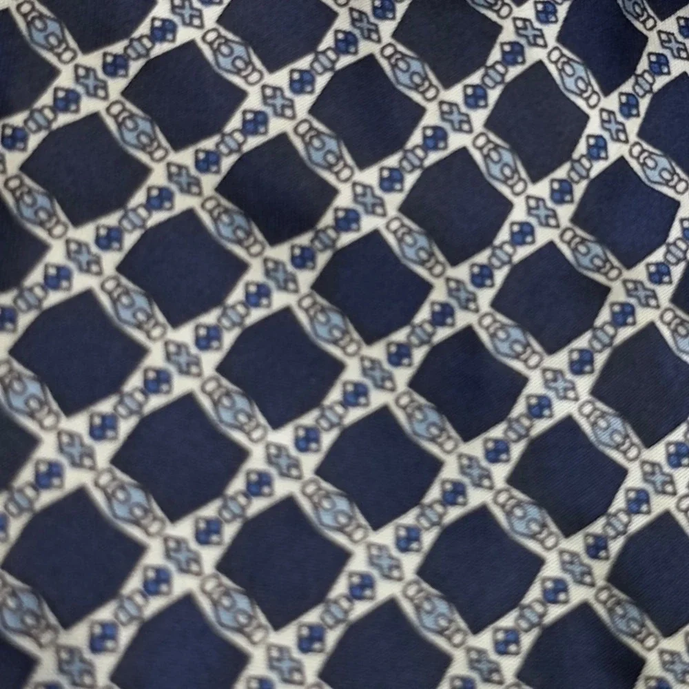 Fosseys Mens Navy Blue Geometric Pattern Polyester Necktie Classic Formal Tie